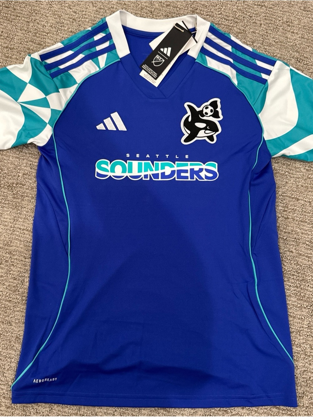 Adidas Seattle Sounders Women’s Blue Short-Sleeve Jersey New